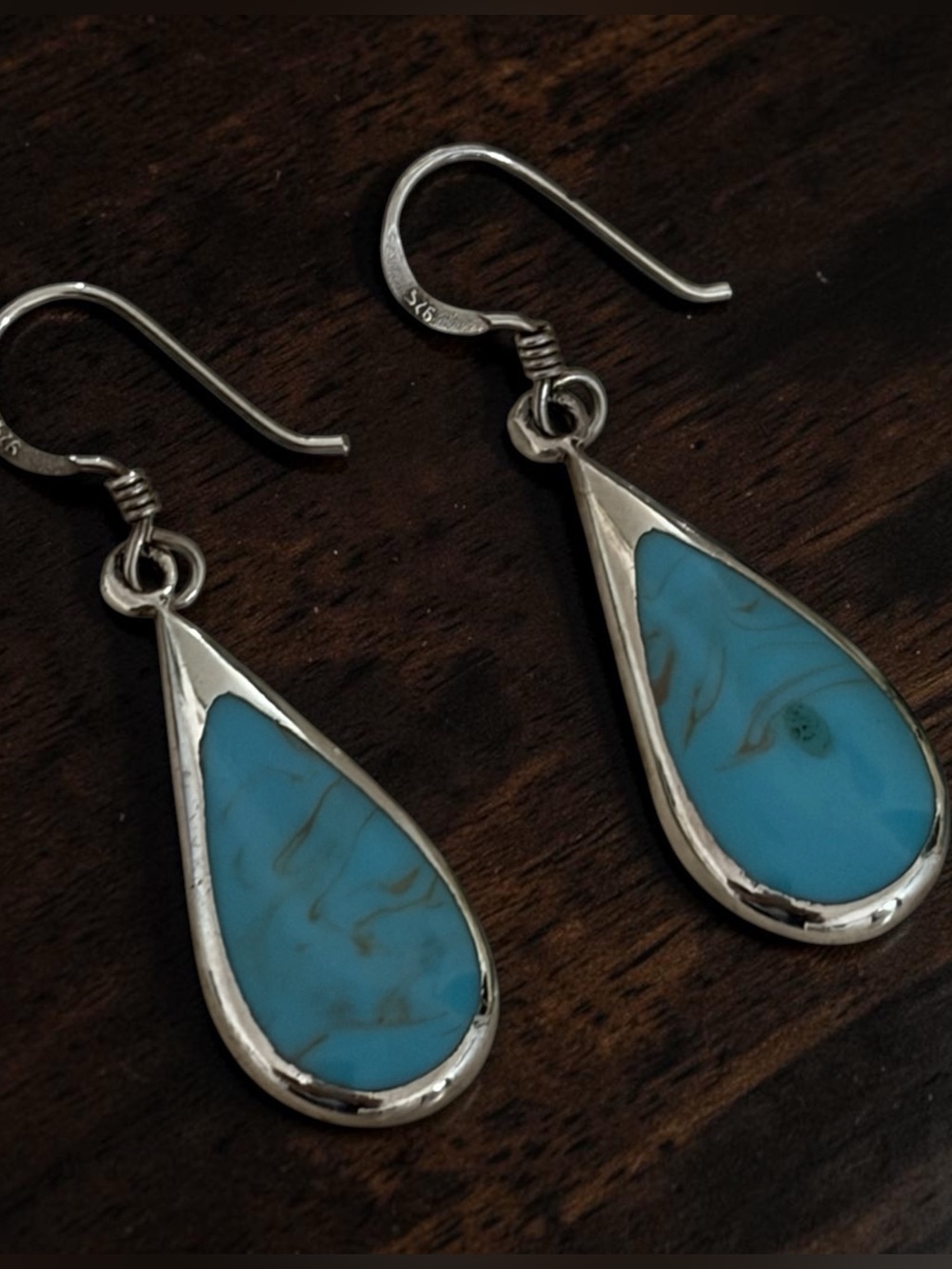 Turquoise and Sterling Silver Tear Drop Earrings